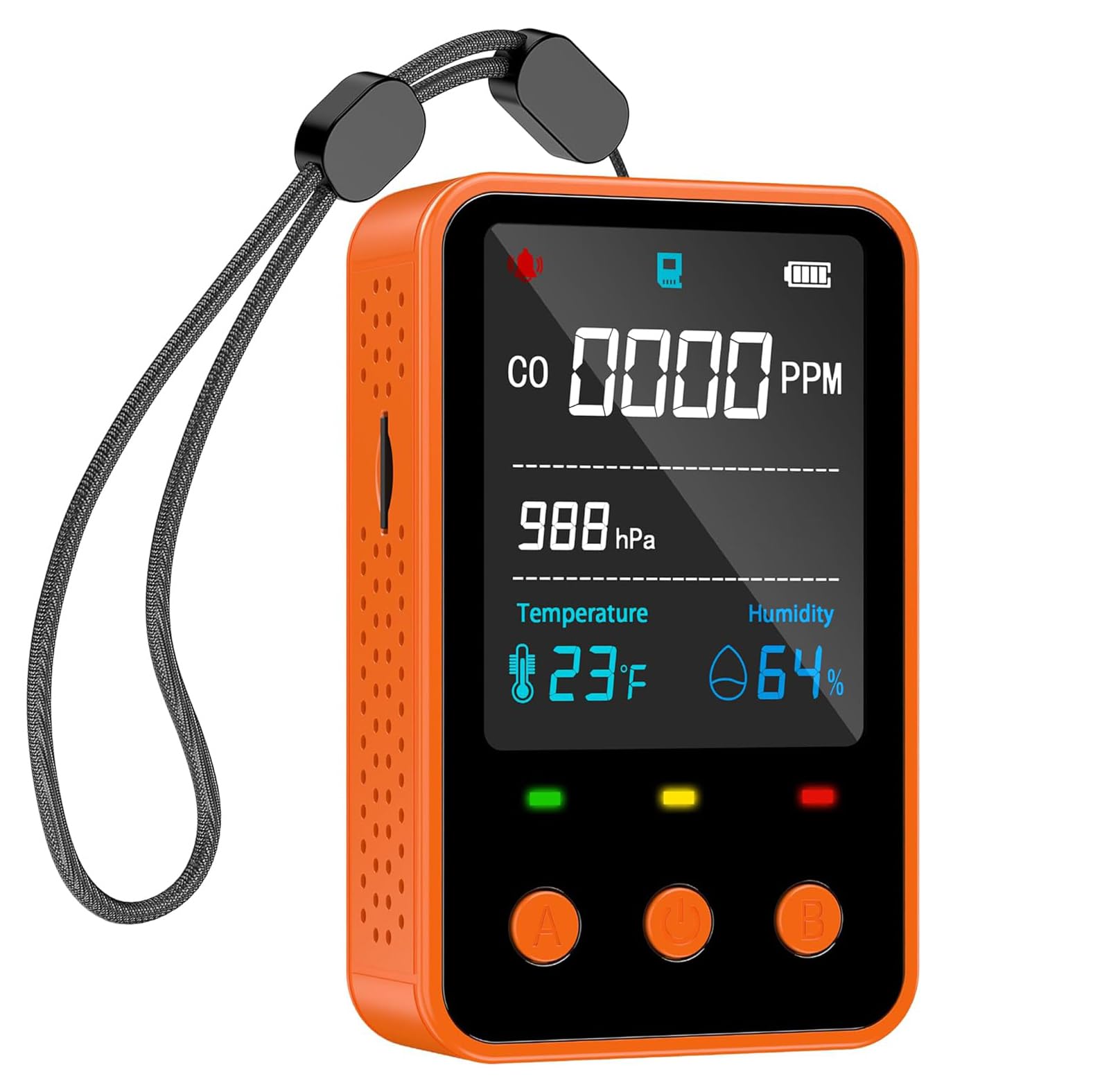 4-in-1 Portable Carbon Monoxide Detector for Travel,144H Standby,CO Detector Battery Powered  for Temperature,Humidity,Pressure,Carbon Monoxide Detectors for Home,Outdoor, Car,RV,Camping